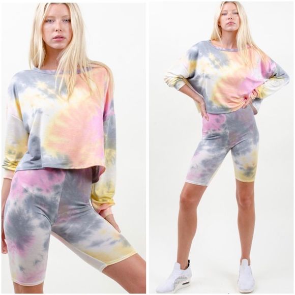 🆕Tie dye two piece top and shorts set - Picture 6 of 8